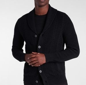Cable Knit Shawl Collar Cardigan